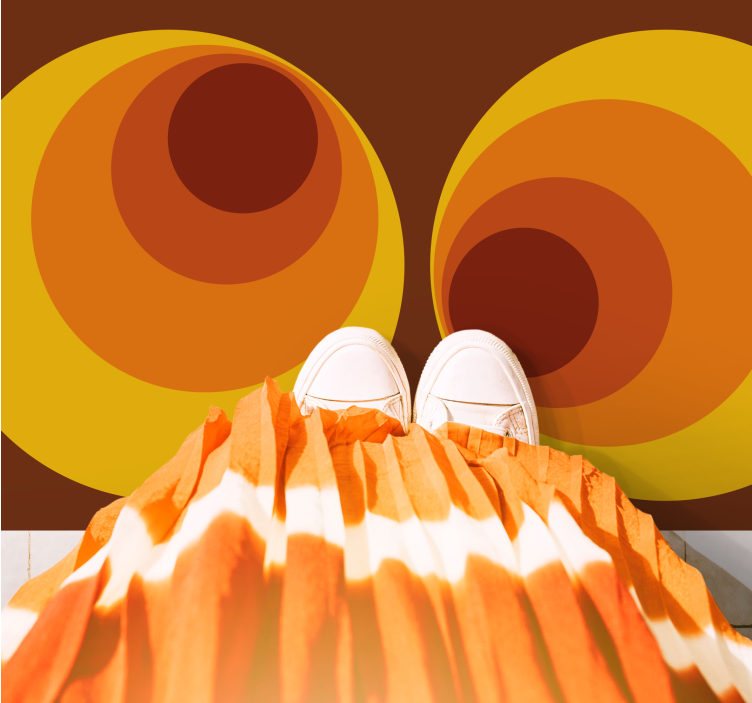 70-luvun pyöreät oranssit kuviot vinyylimatto retro - Tenstickers