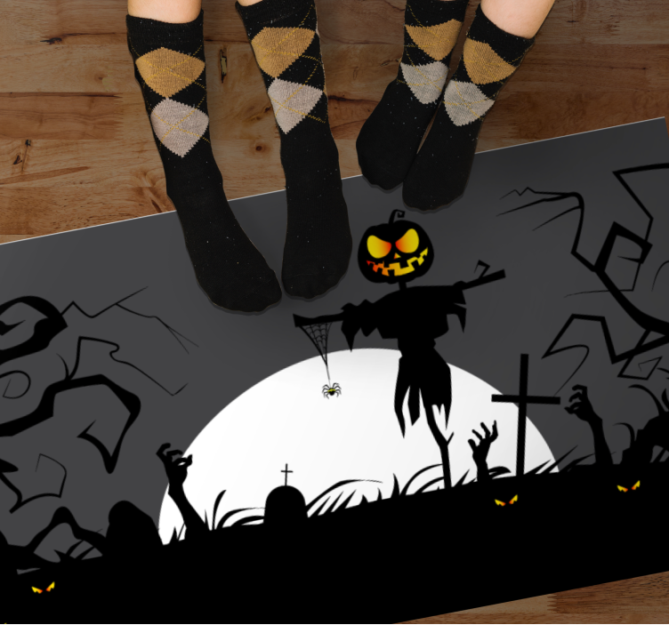 Aavemainen hautausmaa Halloween vinyylimatto - Tenstickers