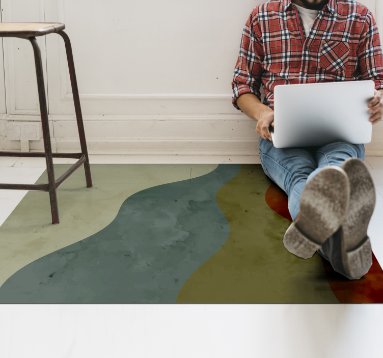 Abstrakteja aaltokuvioita olohuoneen vinyylimatto - Tenstickers