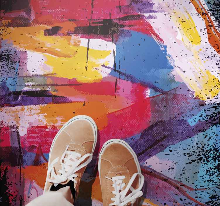 Abstrakti maali värillinen moderni vinyylimatto - Tenstickers