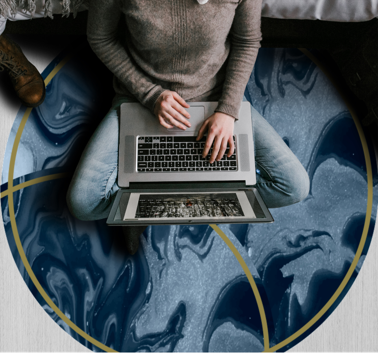 Abstrakti marmoroitu pyöreä muotoilu Tekstuuri vinyylimatto - Tenstickers