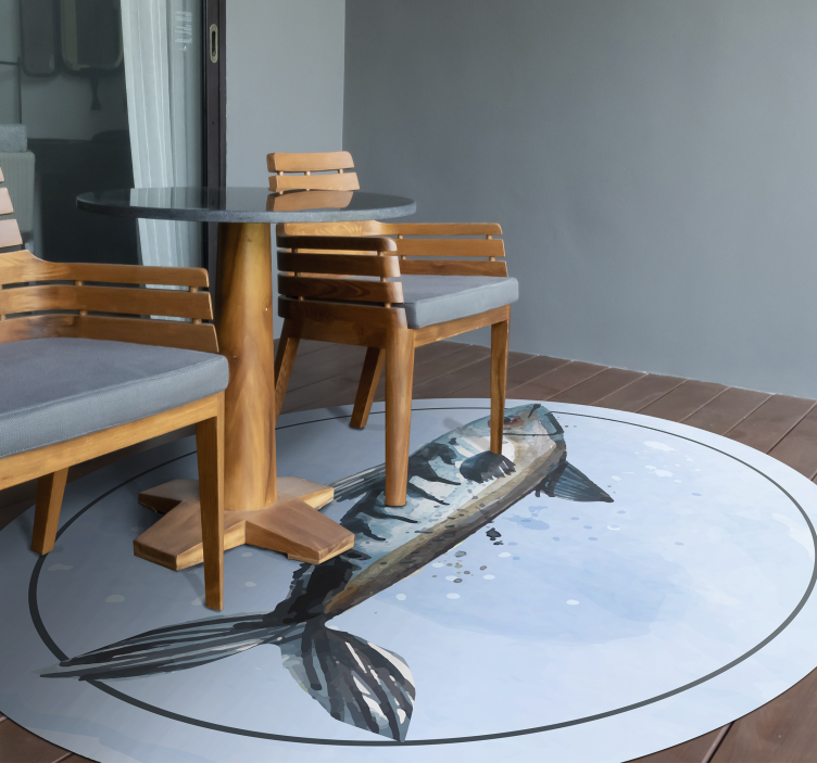 Uniikki suuri kala sininen ympyrä vinyylimatto - Tenstickers