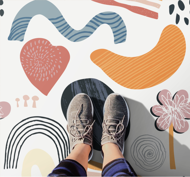 Abstraktien muotojen kokonaisuus moderni vinyylimatto - Tenstickers