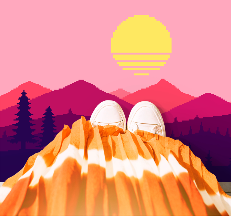 Auringonlasku vuoristonäkymä luonto vinyylimatto - Tenstickers