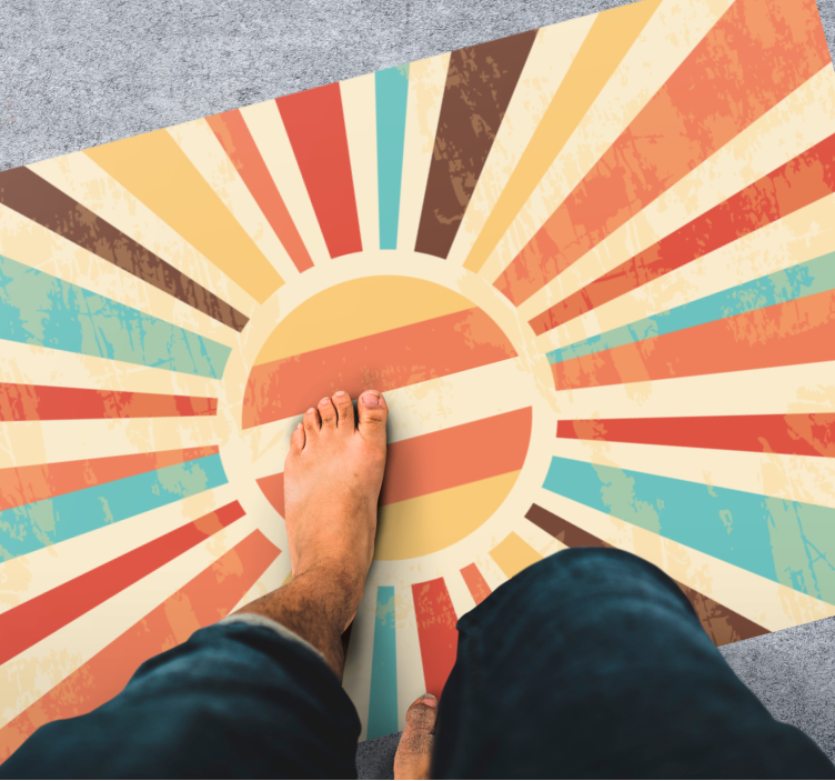 Auringonnousun väripurkaus vintage vinyylimatto - Tenstickers