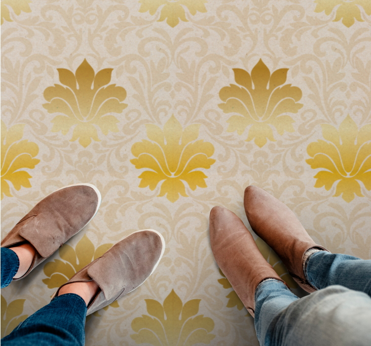 Barokkikuvion eleganssia vintage vinyylimatto - Tenstickers