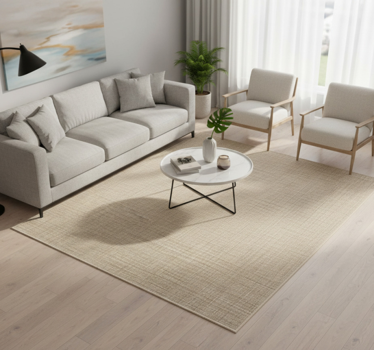 Beige kangasvaikutteinen vinyylimatto - Tenstickers