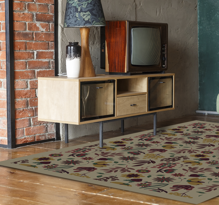 Beige kukka kukka vinyylimatto - Tenstickers