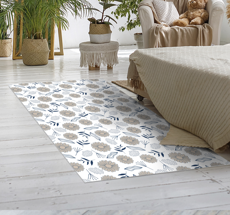 Ihana beige päivänkakkara vinyyli makuuhuone matto - Tenstickers