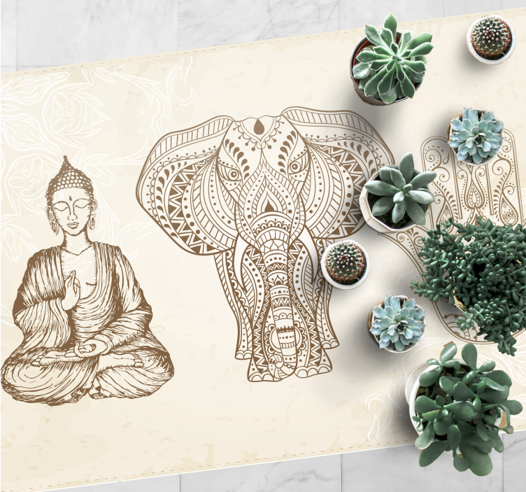 Buddha norsun käsi mandala vinyylimatto - Tenstickers