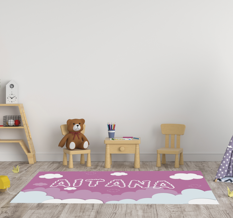 Custom Cloudy Name Floorpiece Vauvan huoneen vinyylimatto - Tenstickers