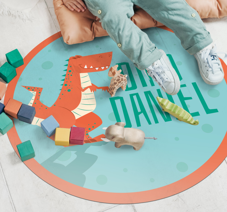 Dinosaurus muokattavissa ympyrä Lisää vinyylimatto lapsille - Tenstickers