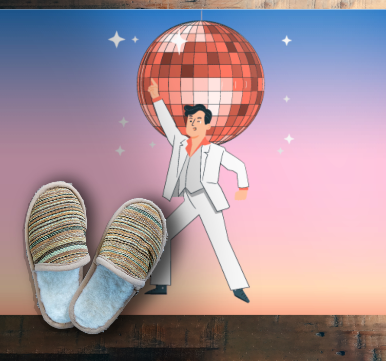 Disco pallo kuva väreillä vinyylimatto retro - Tenstickers
