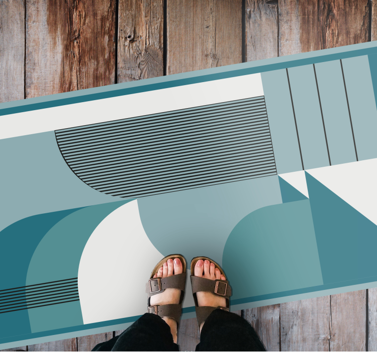 Siniset abstraktit geometriset muodot moderni vinyylimatto - Tenstickers