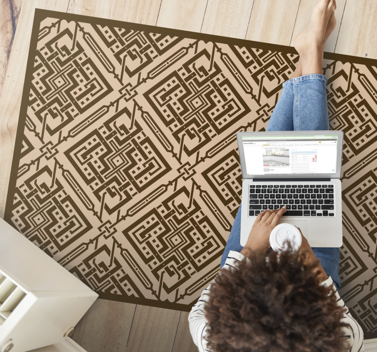 Elegantti geometrinen elementti olohuoneen vinyylimatto - Tenstickers