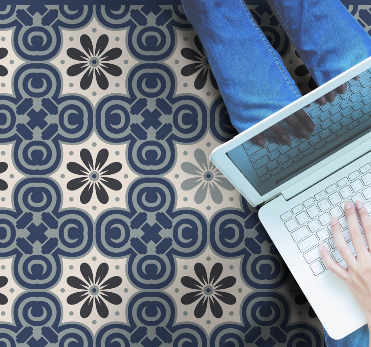 Elegantti kukka-asetelma kaakeli vinyylimatto - Tenstickers