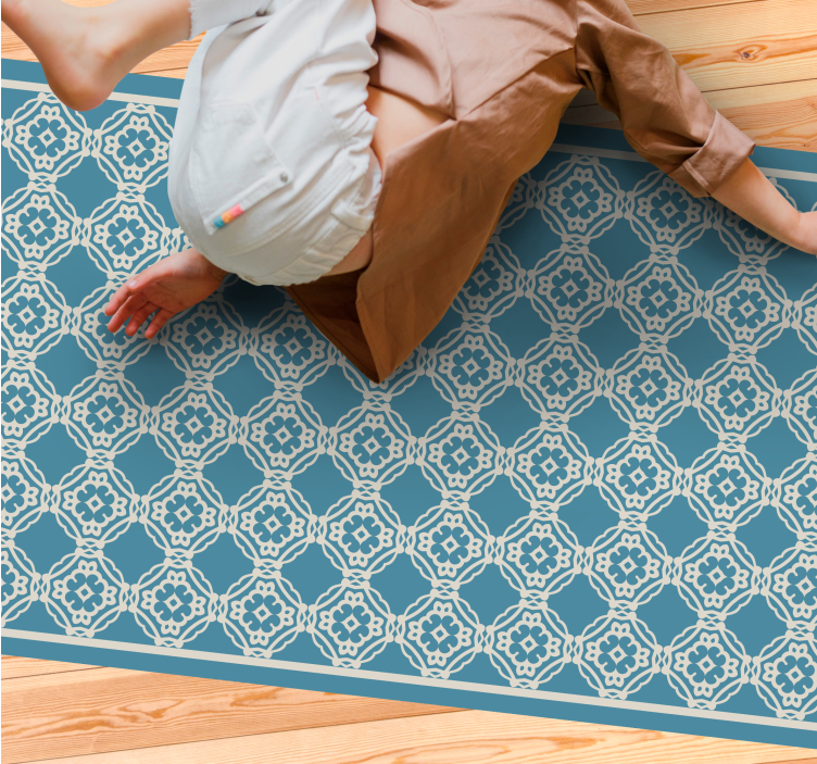 Elegantti sininen sommitelma mosaiikki vinyylimatto - Tenstickers