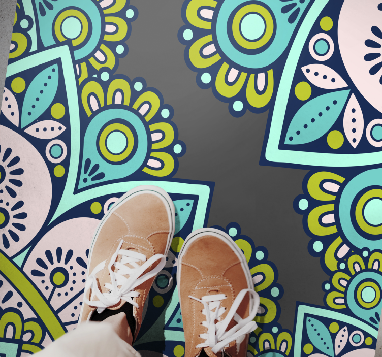 Eloisa kasvitieteellinen aihe mandala vinyylimatto - Tenstickers