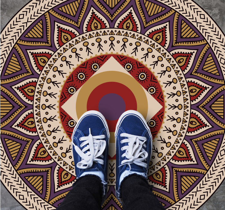 Eloisa pyöreä kuvio mandala vinyylimatto - Tenstickers