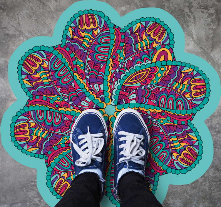 Eloisa värikäs motiivi mandala vinyylimatto - Tenstickers