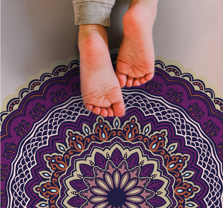 Eloisa violetti muotoilu mandala vinyylimatto - Tenstickers