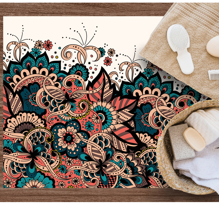 Eloisia kukkaelementtejä mandala vinyylimatto - Tenstickers