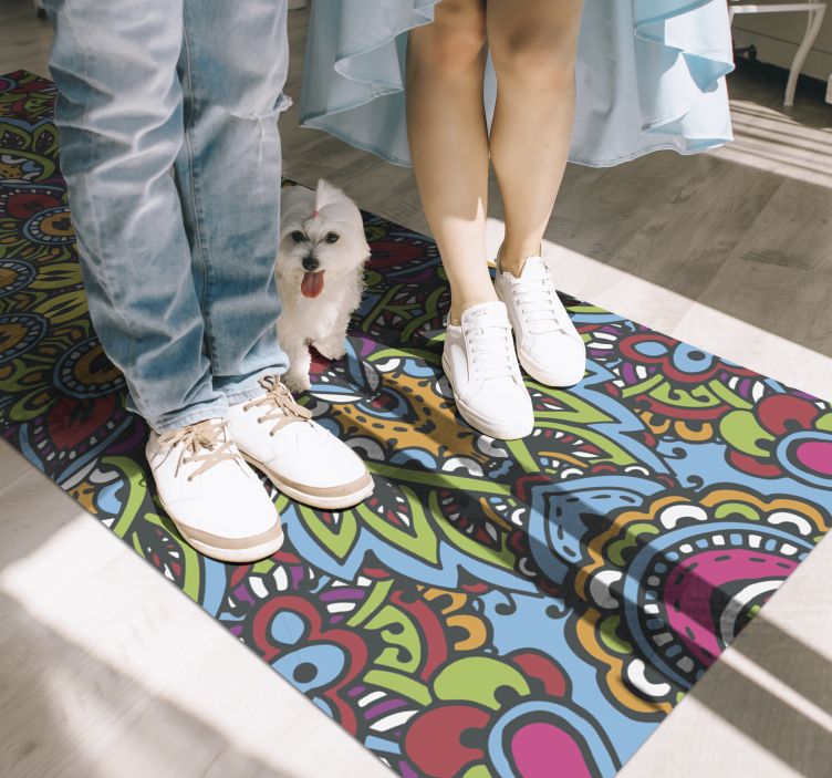 Eloisia kukkakuvioita mandala vinyylimatto - Tenstickers