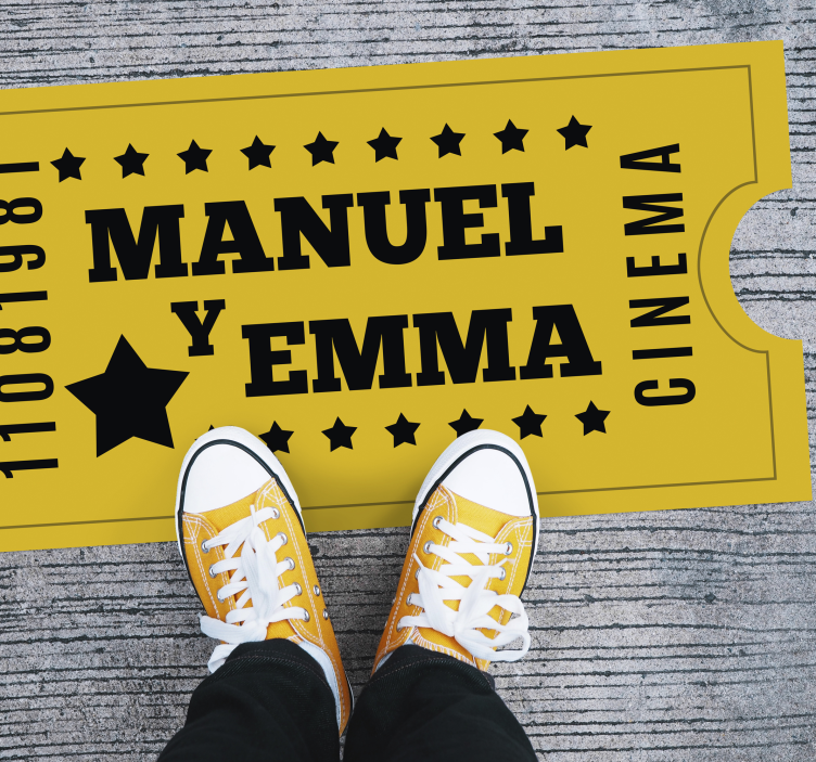 Elokuvalippu pariskunnalle nimi vinyylimatto - Tenstickers