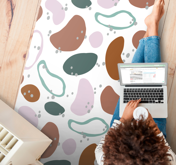 Epäsäännöllinen abstrakti muotokuvio vinyylimatto minimalistinen - Tenstickers