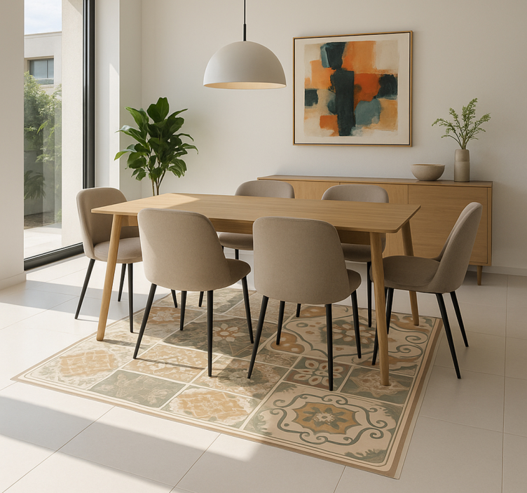 Eri kokoisia sementtilaattoja olohuoneen vinyylimatto - Tenstickers