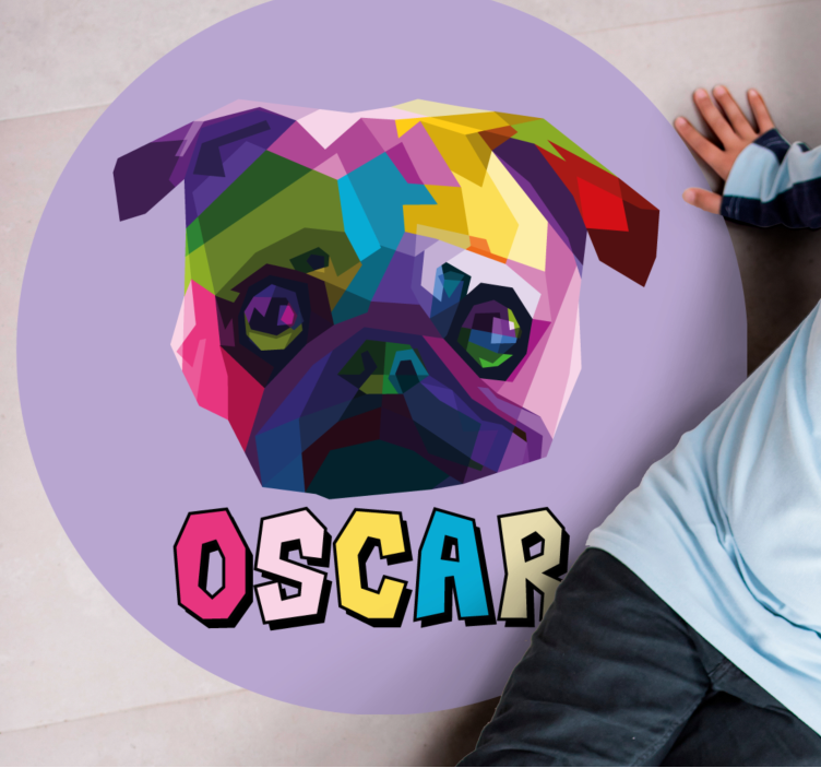 Geometrinen koiran kuva nimi vinyylimatto - Tenstickers