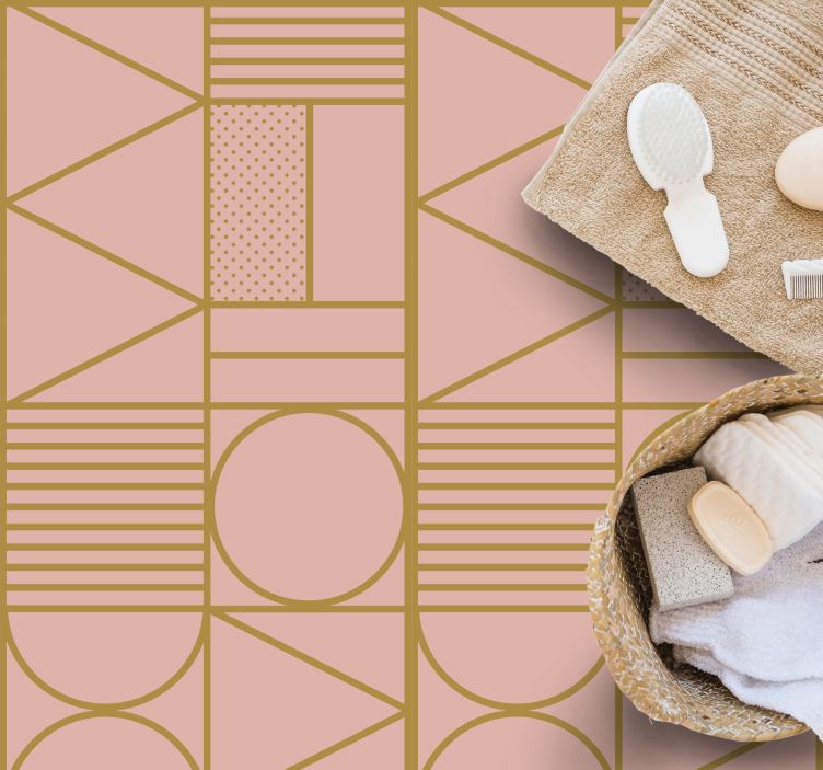 Kultainen ja pinkki kuvio geometrinen vinyylimatto - Tenstickers