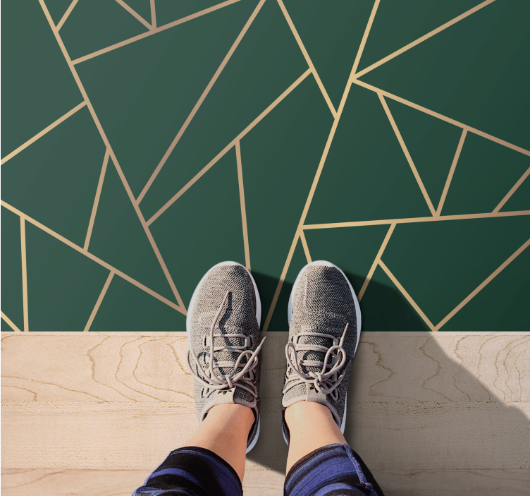 Vihreät tyylikkäät linjat geometrinen vinyylimatto - Tenstickers