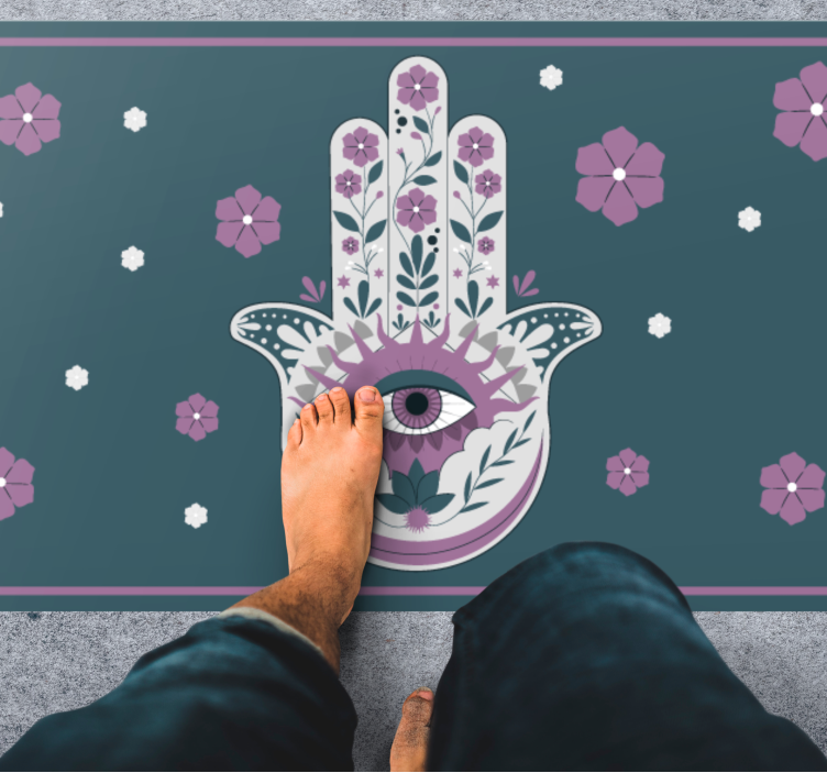 Hamsa-käden tyyli mandala vinyylimatto - Tenstickers