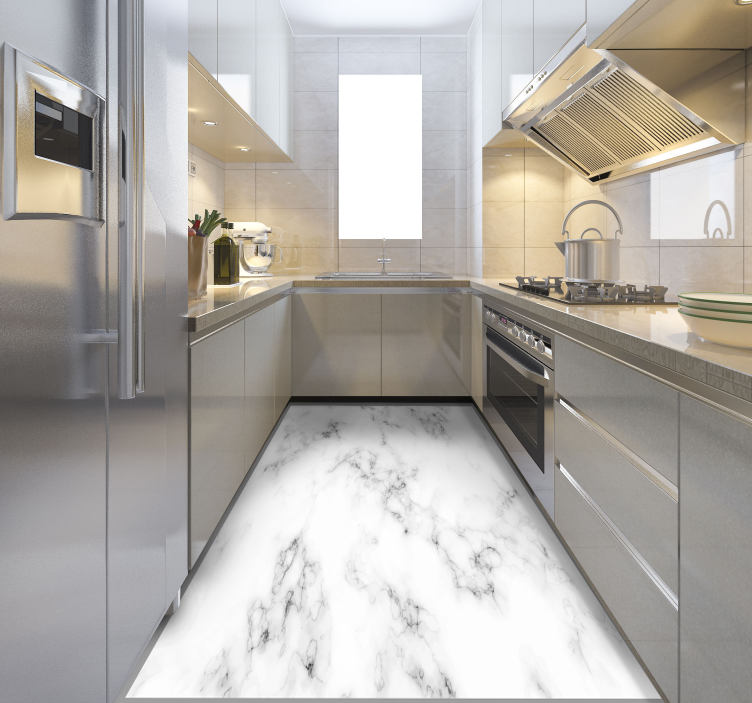 Harmaa marmori keittiön matto - Tenstickers