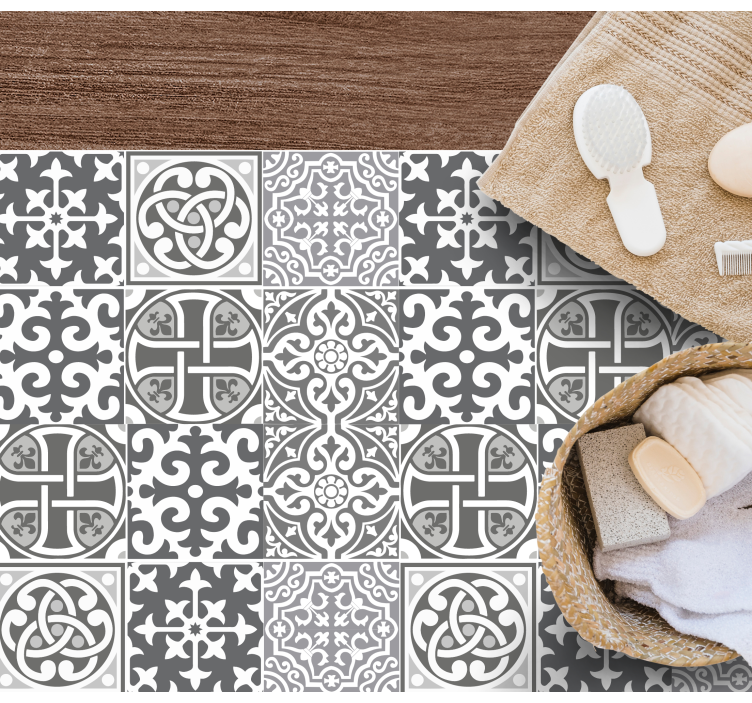 Marokkolainen laattakuvioitu vinyylimatto kylpyhuoneeseen - Tenstickers