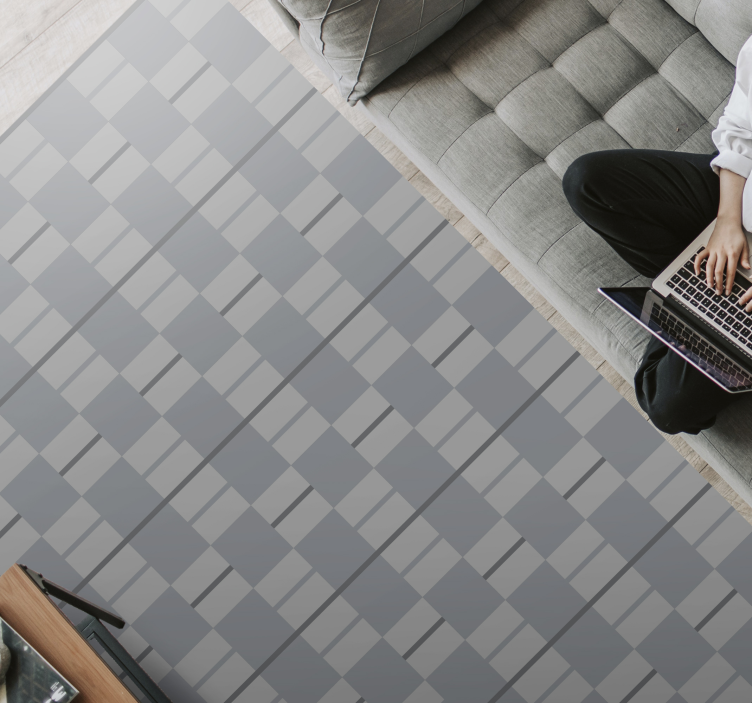 Harmaan kuviolliset neliöt olohuoneen vinyylimatto - Tenstickers