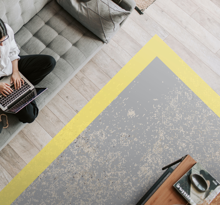 Keltainen kehys olohuoneen vinyylimatto - Tenstickers