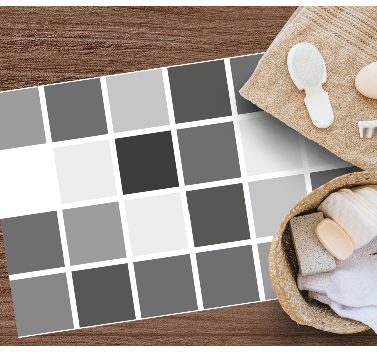Harmaasävyinen ruudukko kylpyhuoneen vinyylimatto - Tenstickers