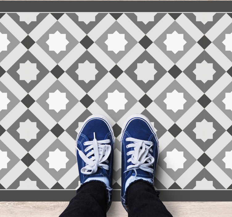 Harmaat tähtilaatat mosaiikki vinyylimatto - Tenstickers