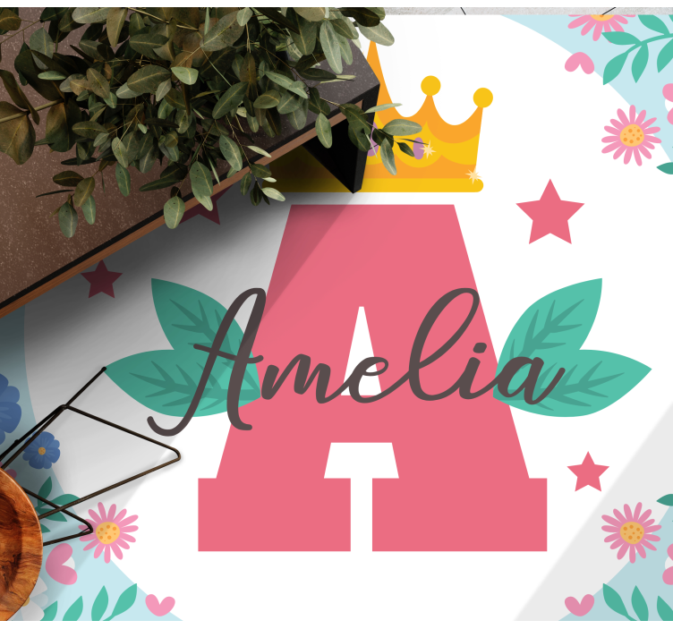 Kruunattu nimikirjain ja nimi vinyylimatto - Tenstickers