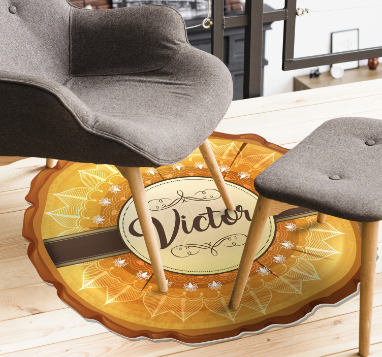 Henkilökohtainen puinen mandala vinyylimatto nimellä - Tenstickers