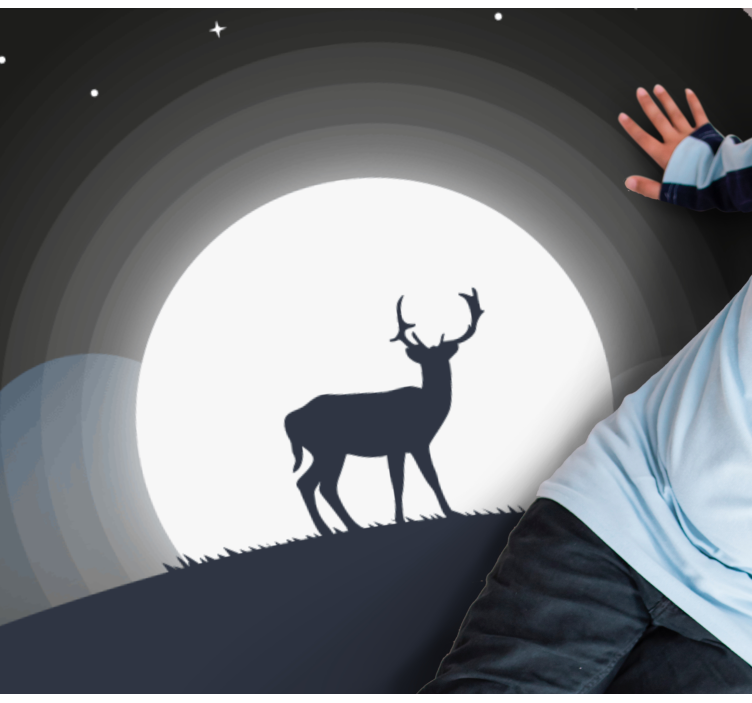 Hirvi kuun alla pyöreä vinyylimatto - Tenstickers