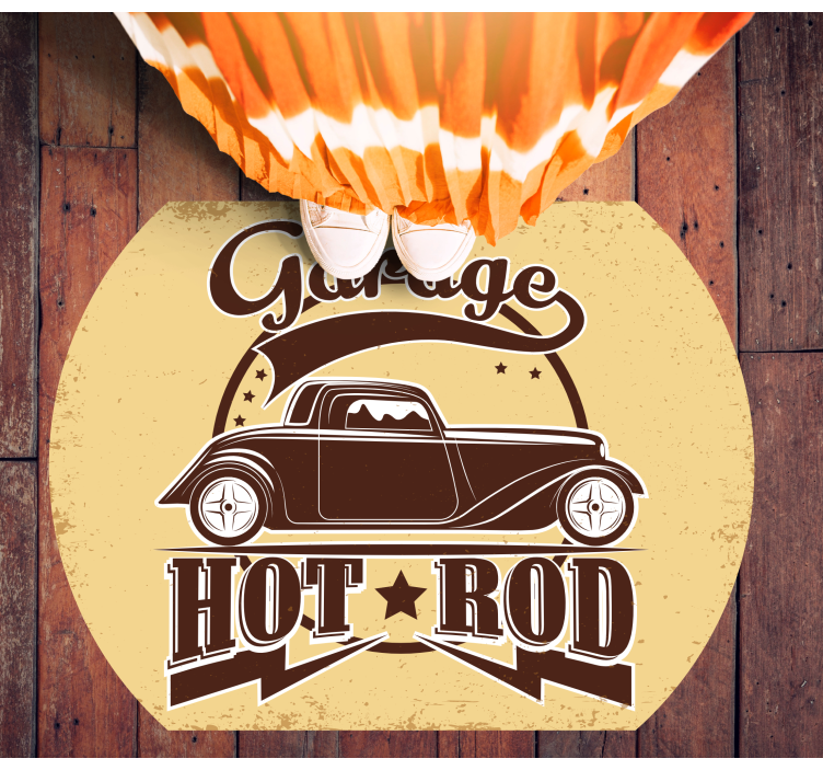 Hot rod auton viritys vinyylimatto olohuoneeseen - Tenstickers