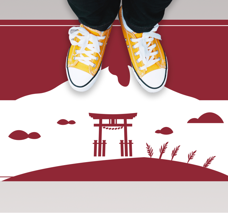 Japanilainen maisema maailmakartta vinyylimatto - Tenstickers