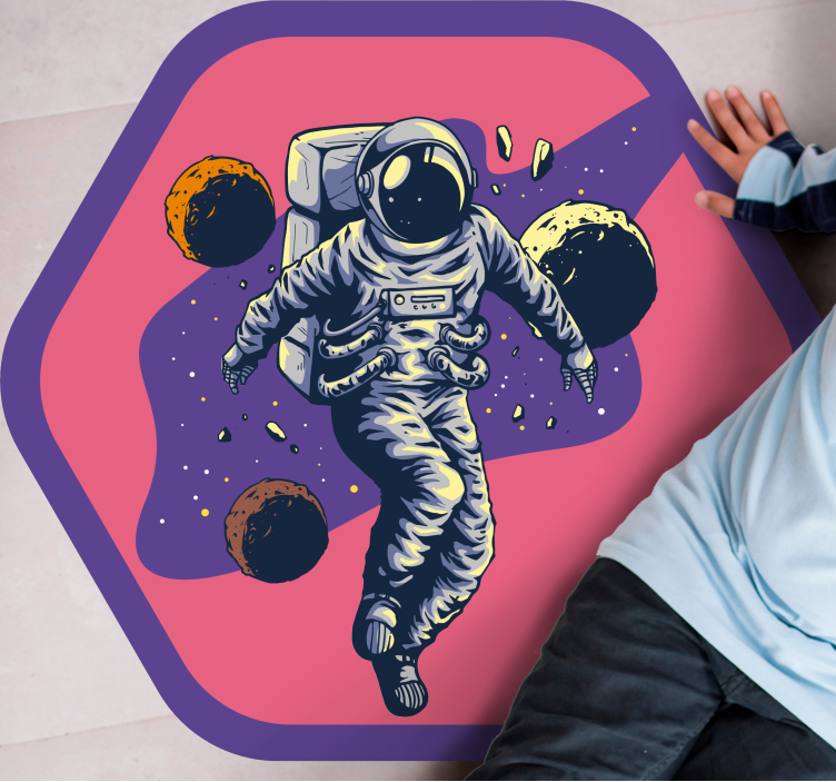 Käsin piirretty astronautti lentävä tyyli Vinyylimatto makuuhuone - Tenstickers