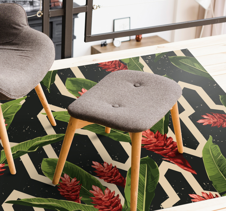 Kasvitieteellinen geometria kukka vinyylimatto - Tenstickers