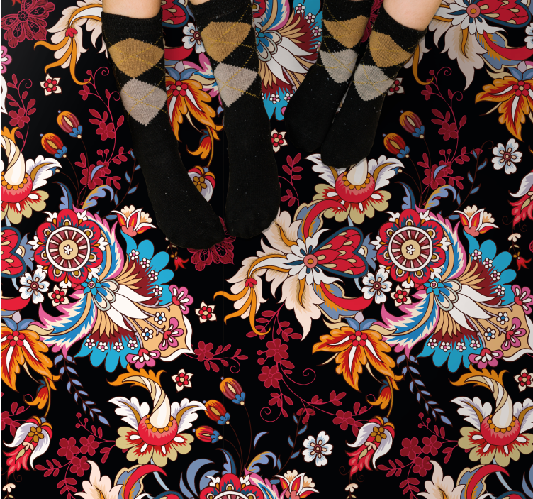 Kasvitieteellinen inspiraatio mandala vinyylimatto - Tenstickers