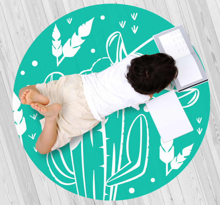 Kasvitieteellinen kaktus teema kukka vinyylimatto - Tenstickers