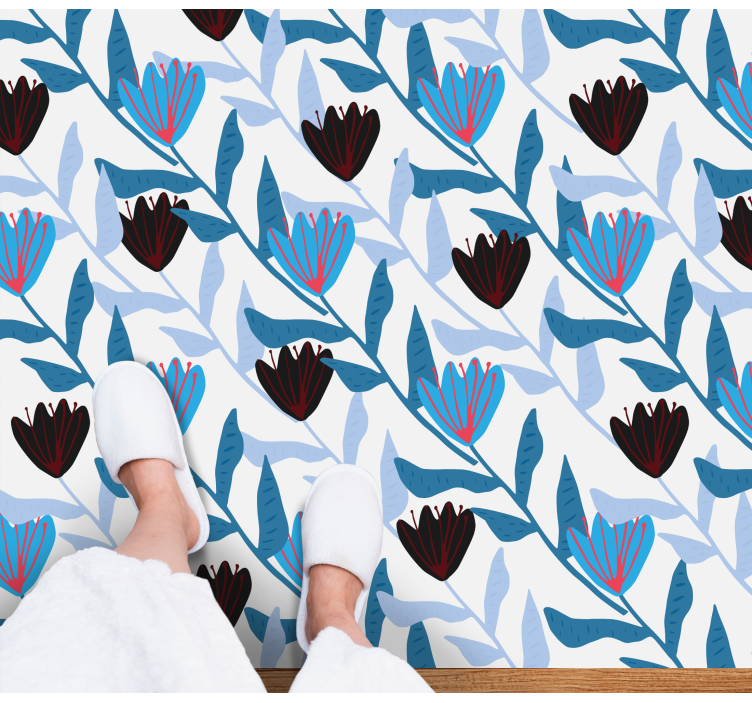 Kasvitieteellinen lehtiasetelma kukka vinyylimatto - Tenstickers